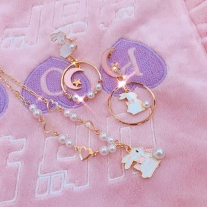ribbon moon rabbit bracelet &amp; earring &amp; ear clip ( 3 type )